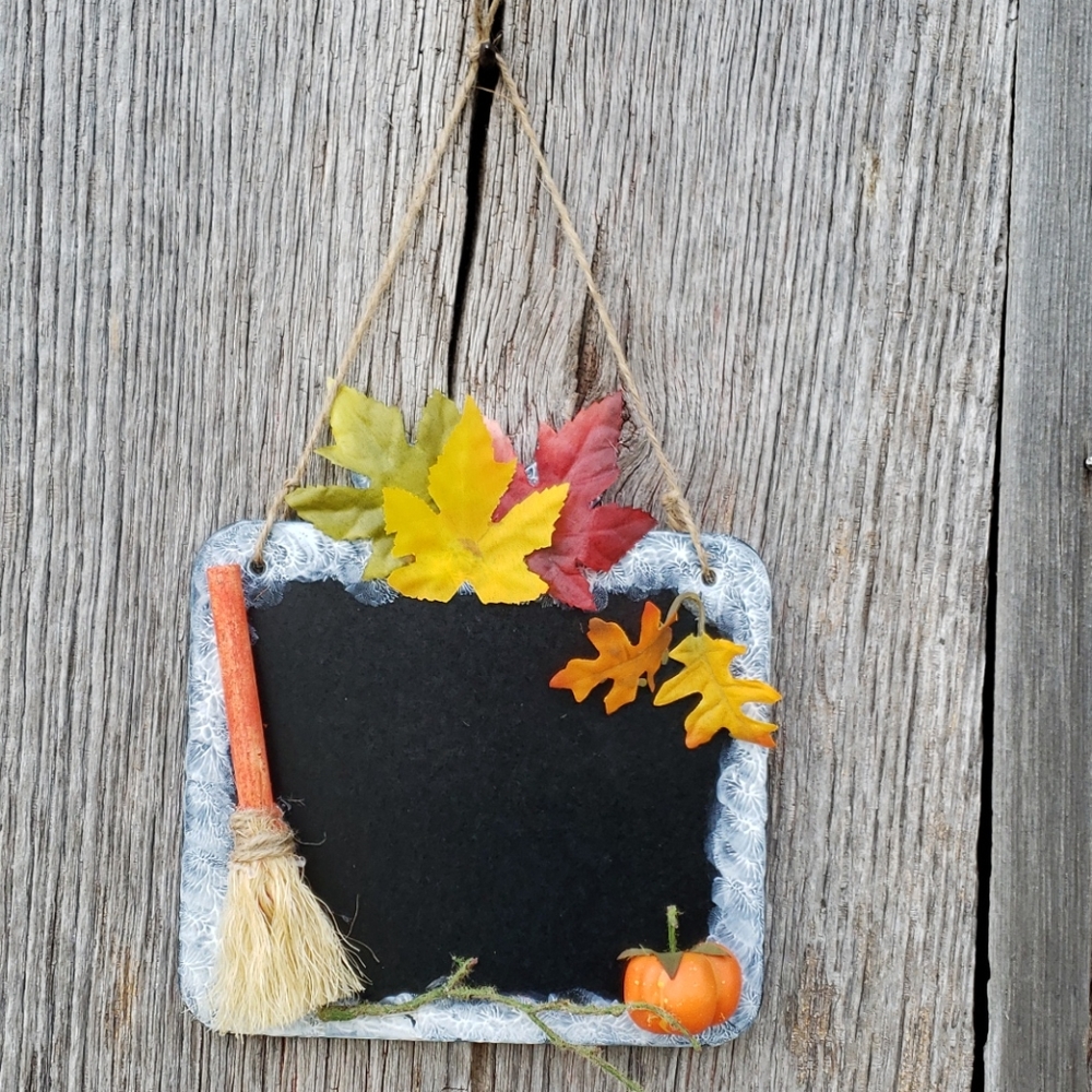 Fall chalkboard decor with magnet on back